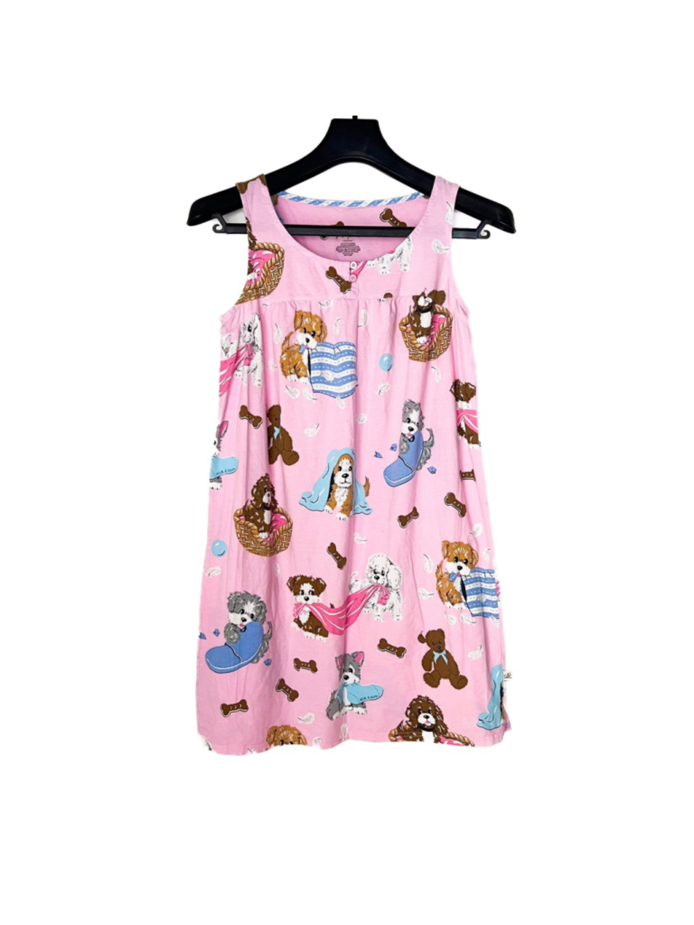 Nick & Nora Women's Pink Nightgown Sz S Puppy Dog Print Sleepwear Nightgown